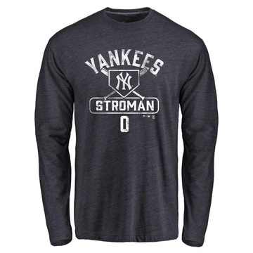 Men's New York Yankees Marcus Stroman ＃0 Base Runner Long Sleeve T-Shirt - Navy