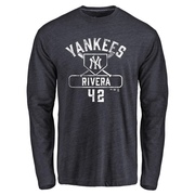 Men's New York Yankees Mariano Rivera ＃42 Base Runner Long Sleeve T-Shirt - Navy