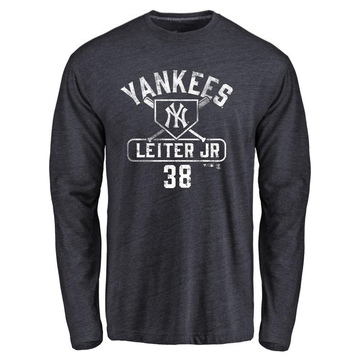 Men's New York Yankees Mark Leiter Jr. ＃38 Base Runner Long Sleeve T-Shirt - Navy