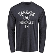 Men's New York Yankees Marwin Gonzalez ＃14 Base Runner Long Sleeve T-Shirt - Navy