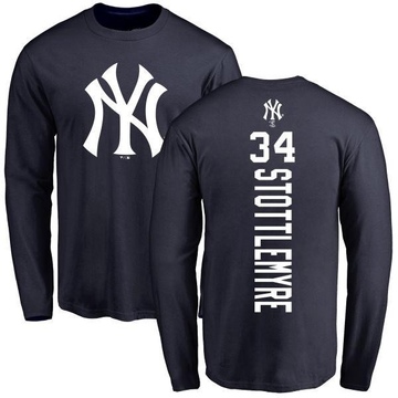 Men's New York Yankees Mel Stottlemyre ＃34 Backer Long Sleeve T-Shirt - Navy