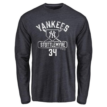 Men's New York Yankees Mel Stottlemyre ＃34 Base Runner Long Sleeve T-Shirt - Navy