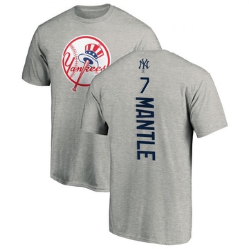 Men's New York Yankees Mickey Mantle ＃7 Backer T-Shirt Ash