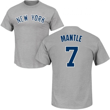 Men's New York Yankees Mickey Mantle ＃7 Roster Name & Number T-Shirt - Gray