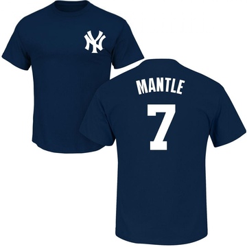 Men's New York Yankees Mickey Mantle ＃7 Roster Name & Number T-Shirt - Navy