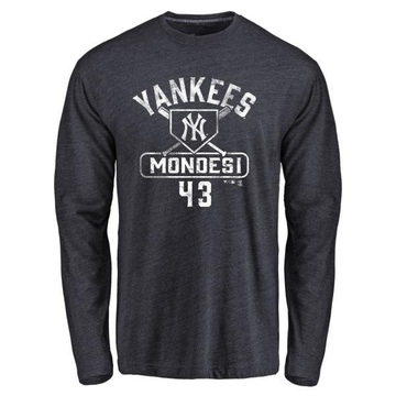 Men's New York Yankees Raul Mondesi ＃43 Base Runner Long Sleeve T-Shirt - Navy