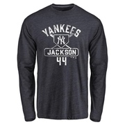 Men's New York Yankees Reggie Jackson ＃44 Base Runner Long Sleeve T-Shirt - Navy