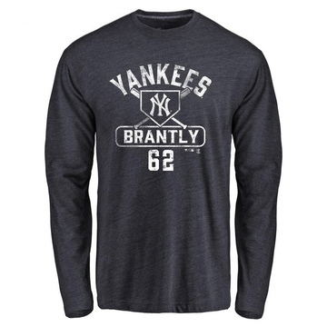 Men's New York Yankees Rob Brantly ＃62 Base Runner Long Sleeve T-Shirt - Navy