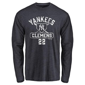 Men's New York Yankees Roger Clemens ＃22 Base Runner Long Sleeve T-Shirt - Navy