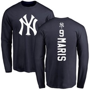 Men's New York Yankees Roger Maris ＃9 Backer Long Sleeve T-Shirt - Navy