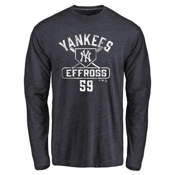 Men's New York Yankees Scott Effross ＃59 Base Runner Long Sleeve T-Shirt - Navy