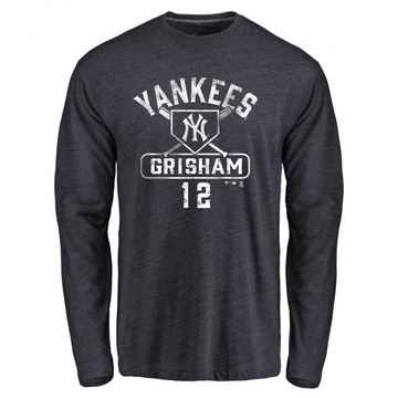 Men's New York Yankees Trent Grisham ＃12 Base Runner Long Sleeve T-Shirt - Navy