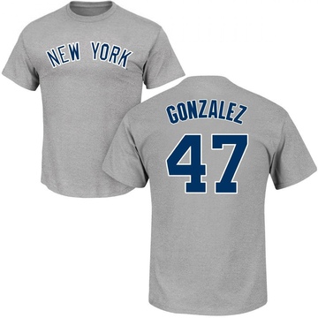 Men's New York Yankees Victor Gonzalez ＃47 Roster Name & Number T-Shirt - Gray