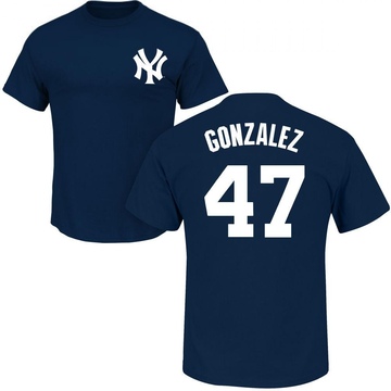 Men's New York Yankees Victor Gonzalez ＃47 Roster Name & Number T-Shirt - Navy