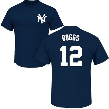 Men's New York Yankees Wade Boggs ＃12 Roster Name & Number T-Shirt - Navy