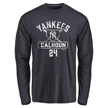 Men's New York Yankees Willie Calhoun ＃24 Base Runner Long Sleeve T-Shirt - Navy