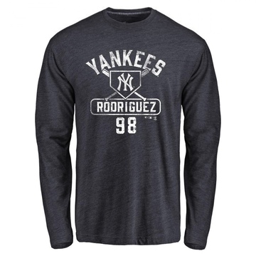 Men's New York Yankees Wilson Rodriguez ＃98 Base Runner Long Sleeve T-Shirt - Navy