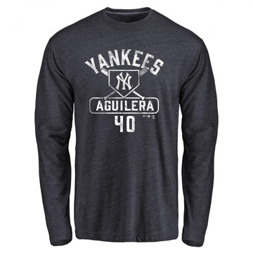 Men's New York Yankees Yedrinson Aguilera ＃40 Base Runner Long Sleeve T-Shirt - Navy