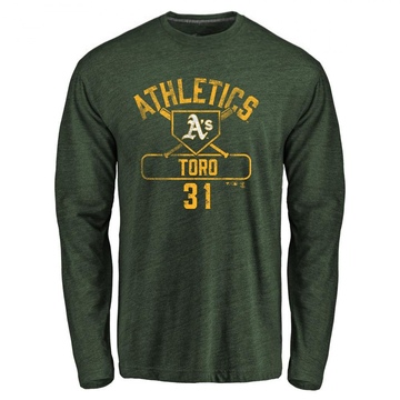 Men's Oakland Athletics Abraham Toro ＃31 Base Runner Long Sleeve T-Shirt - Green