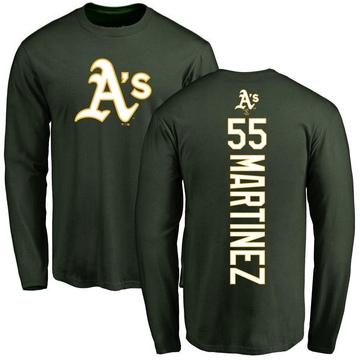 Men's Oakland Athletics Adrian Martinez ＃55 Backer Long Sleeve T-Shirt - Green