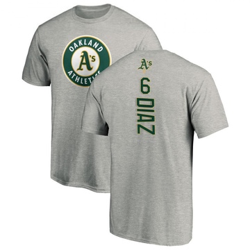 Men's Oakland Athletics Aledmys Diaz ＃6 Backer T-Shirt Ash