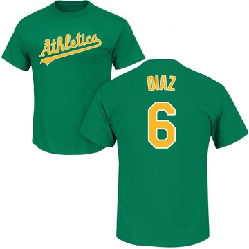 Men's Oakland Athletics Aledmys Diaz ＃6 Roster Name & Number T-Shirt - Green