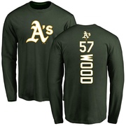 Men's Oakland Athletics Alex Wood ＃57 Backer Long Sleeve T-Shirt - Green