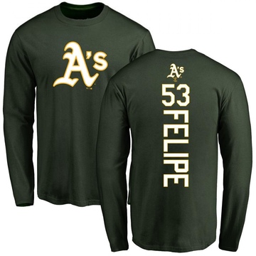 Men's Oakland Athletics Angel Felipe ＃53 Backer Long Sleeve T-Shirt - Green