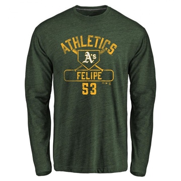 Men's Oakland Athletics Angel Felipe ＃53 Base Runner Long Sleeve T-Shirt - Green