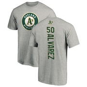 Men's Oakland Athletics Armando Alvarez ＃50 Backer T-Shirt Ash