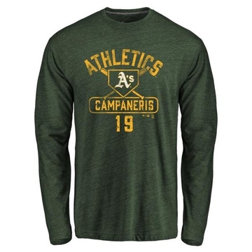 Men's Oakland Athletics Bert Campaneris ＃19 Base Runner Long Sleeve T-Shirt - Green