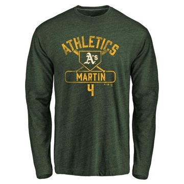 Men's Oakland Athletics Billy Martin ＃4 Base Runner Long Sleeve T-Shirt - Green