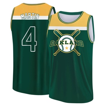 Men's Oakland Athletics Billy Martin ＃4 Legend Baseball Tank Top - Green/Yellow