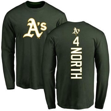 Men's Oakland Athletics Billy North ＃4 Backer Long Sleeve T-Shirt - Green