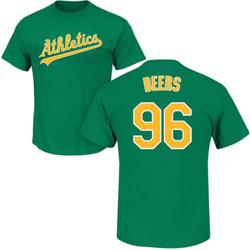 Men's Oakland Athletics Blake Beers ＃96 Roster Name & Number T-Shirt - Green