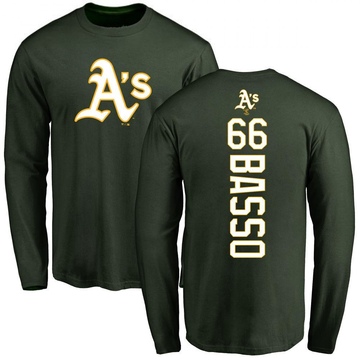 Men's Oakland Athletics Brady Basso ＃66 Backer Long Sleeve T-Shirt - Green