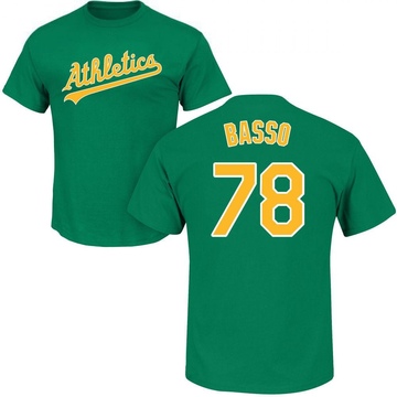 Men's Oakland Athletics Brady Basso ＃78 Roster Name & Number T-Shirt - Green