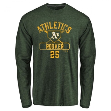 Men's Oakland Athletics Brent Rooker ＃25 Base Runner Long Sleeve T-Shirt - Green