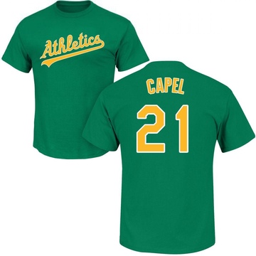 Men's Oakland Athletics Conner Capel ＃21 Roster Name & Number T-Shirt - Green