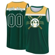 Men's Oakland Athletics Custom ＃00 Legend Baseball Tank Top - Green/Yellow