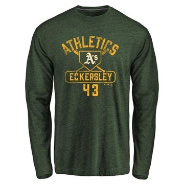 Men's Oakland Athletics Dennis Eckersley ＃43 Base Runner Long Sleeve T-Shirt - Green