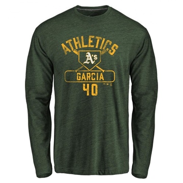 Men's Oakland Athletics Dermis Garcia ＃40 Base Runner Long Sleeve T-Shirt - Green