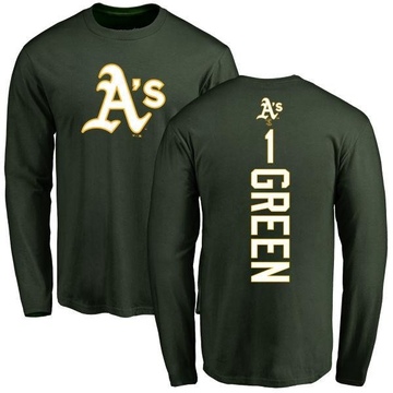 Men's Oakland Athletics Dick Green ＃1 Dick Backer Long Sleeve T-Shirt - Green