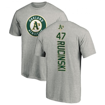 Men's Oakland Athletics Drew Rucinski ＃47 Backer T-Shirt Ash