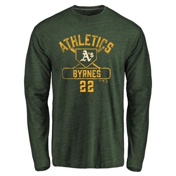 Men's Oakland Athletics Eric Byrnes ＃22 Base Runner Long Sleeve T-Shirt - Green