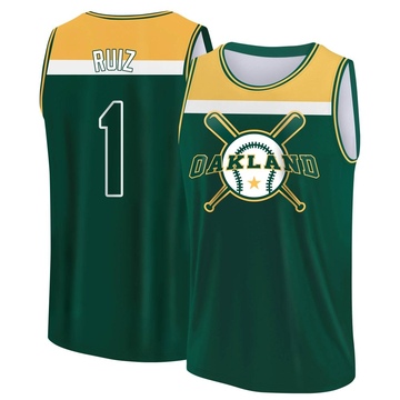 Men's Oakland Athletics Esteury Ruiz ＃1 Legend Baseball Tank Top - Green/Yellow