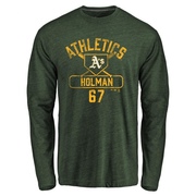 Men's Oakland Athletics Grant Holman ＃67 Base Runner Long Sleeve T-Shirt - Green