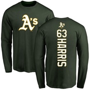 Men's Oakland Athletics Hogan Harris ＃63 Backer Long Sleeve T-Shirt - Green