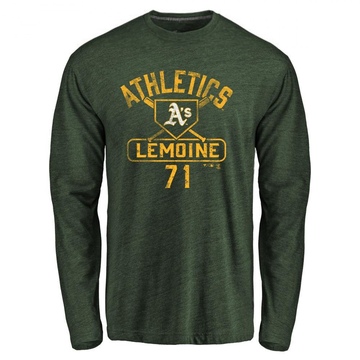 Men's Oakland Athletics Jacob Lemoine ＃71 Base Runner Long Sleeve T-Shirt - Green