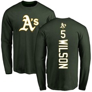 Men's Oakland Athletics Jacob Wilson ＃5 Backer Long Sleeve T-Shirt - Green